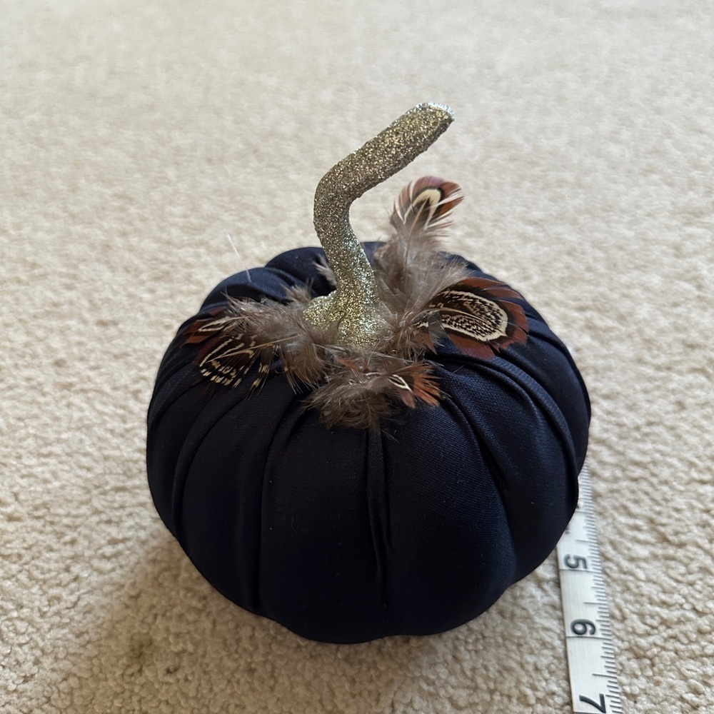 Decorative Black Pumpkin with Glitter Stem